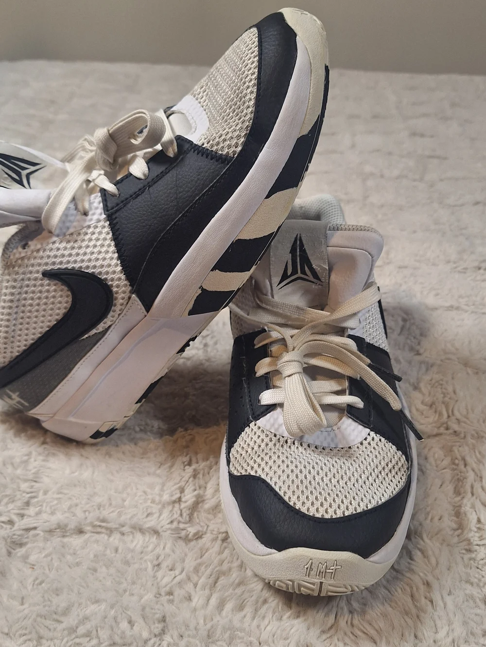 Nike Kids Ja 1 White and Black Mesh Low-Top Sneakers